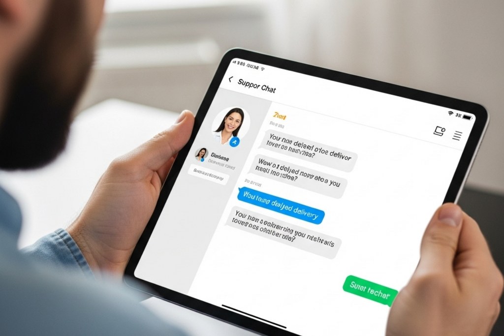 Man using chat support.