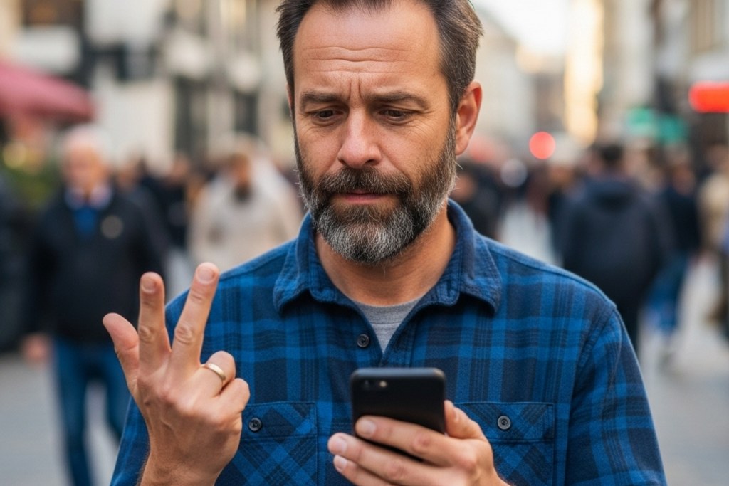 Matured man counting using fingers.