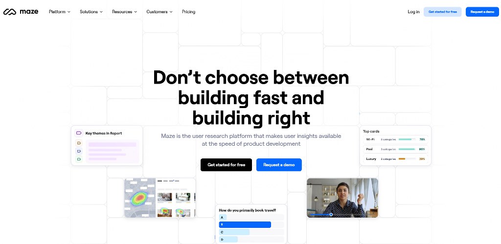 Maze website homepage.