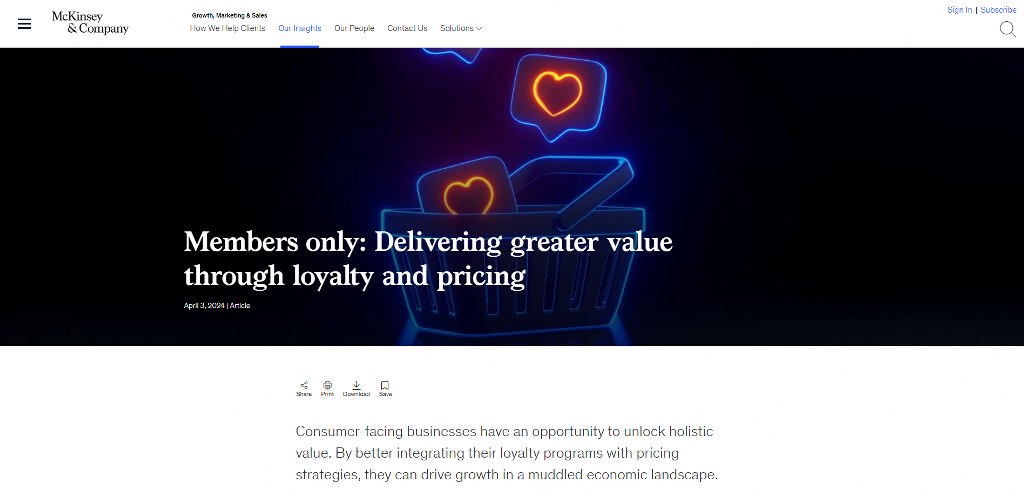 McKinsey webpage on loyalty and pricing.