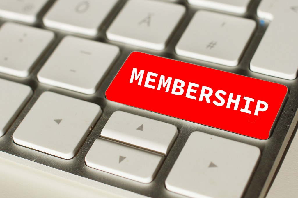 Membership key on a computer keyboard.