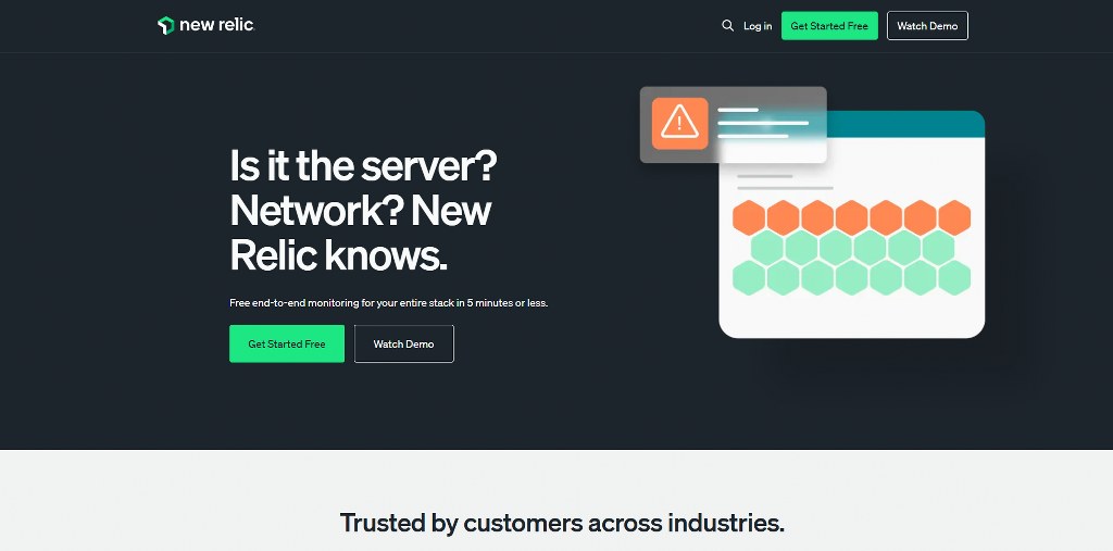 New Relic homepage.