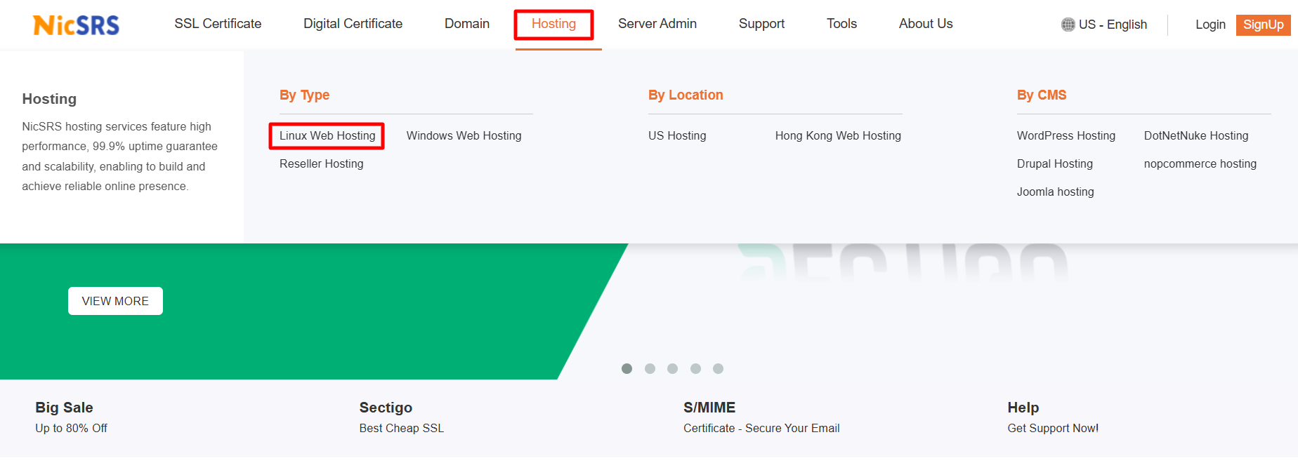 Linux Web Hosting button