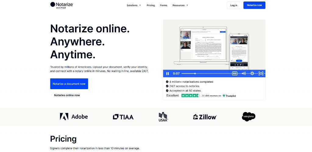 Notarize website homepage.