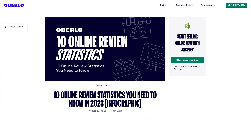 Oberlo's website.