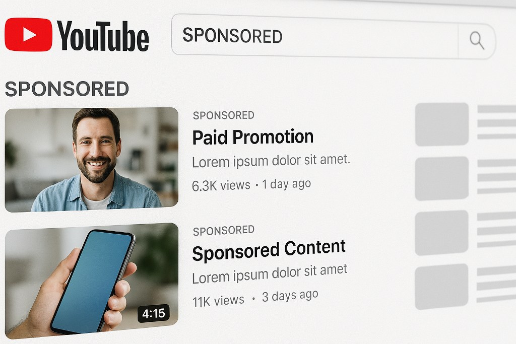 Paid promotions and sponsorships on YouTube illustration.