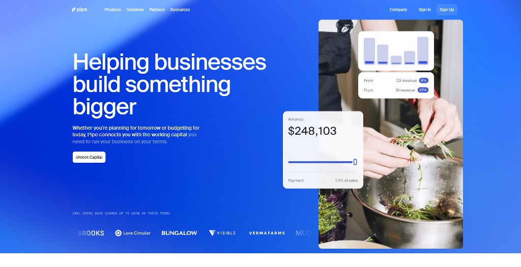 Pipe website homepage.