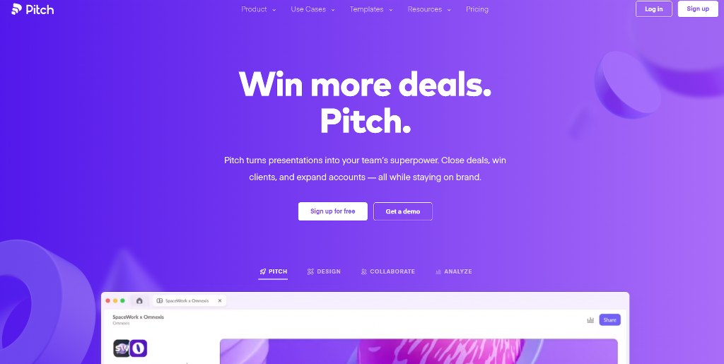 Pitch website landing page.