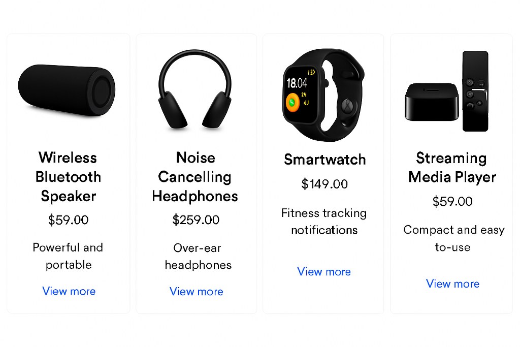 Product descriptions on an ecommerce store.