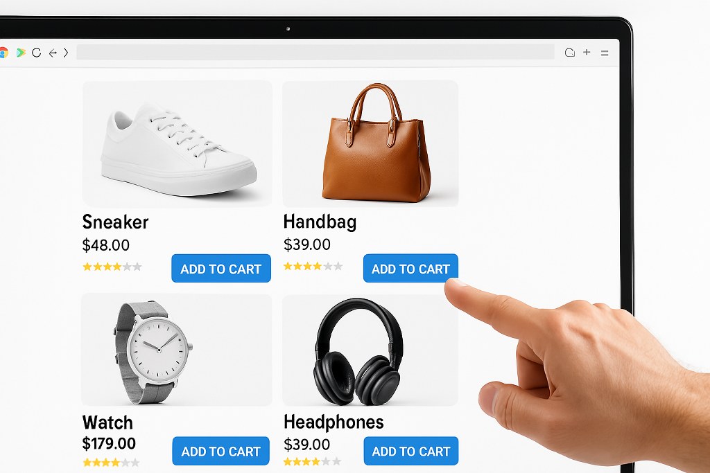 Products on an ecommerce page.
