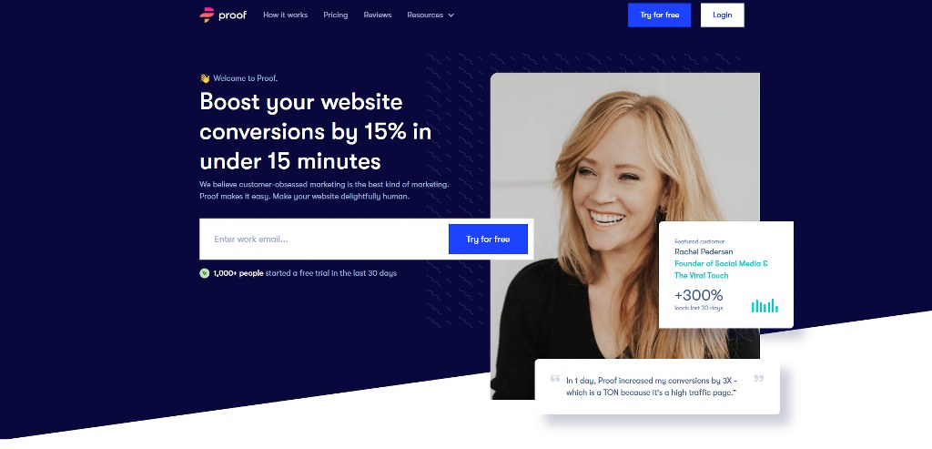 Proof website homepage.