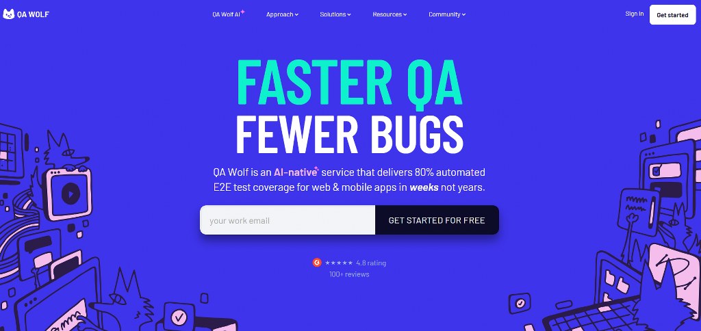 QA Wolf website homepage.
