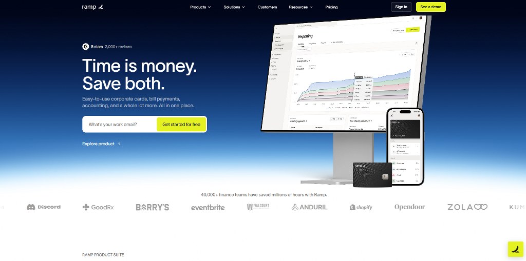 Ramp website homepage.