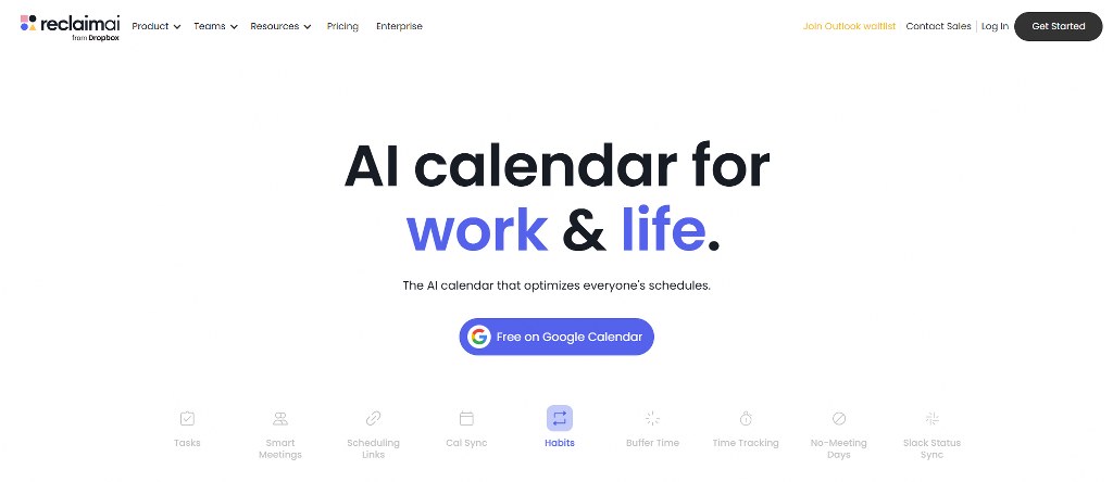 Reclaim.ai website homepage.
