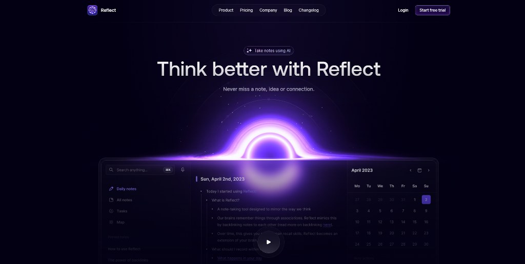 Reflect AI homepage.