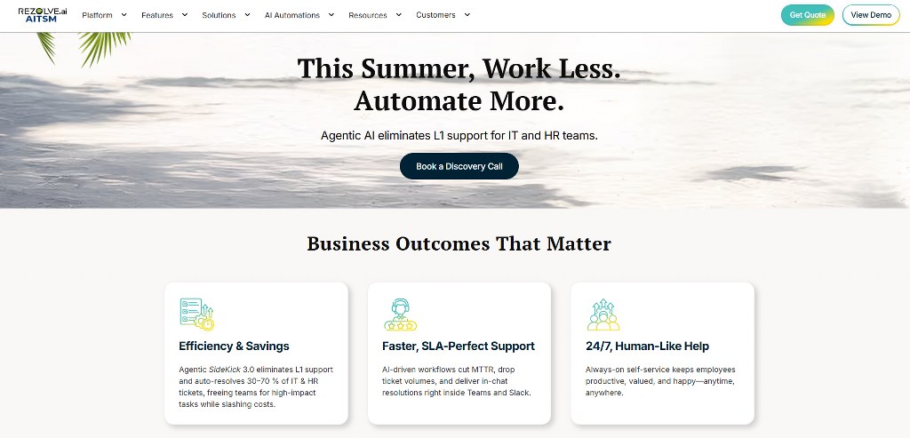 Resolve.ai homepage.