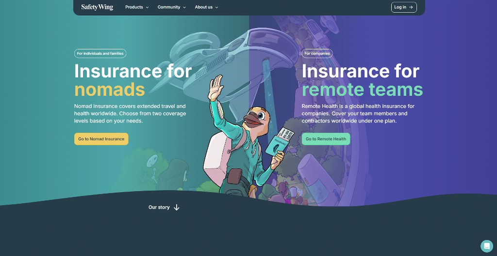 SafetyWing website homepage.