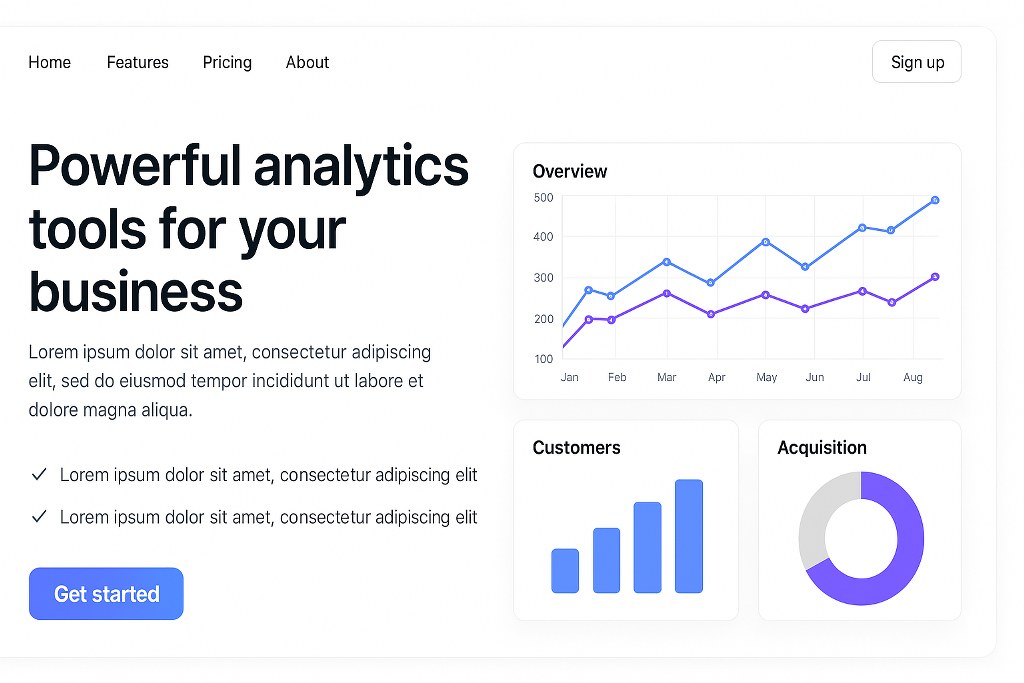 Sample Saas website showing unique value proposition.
