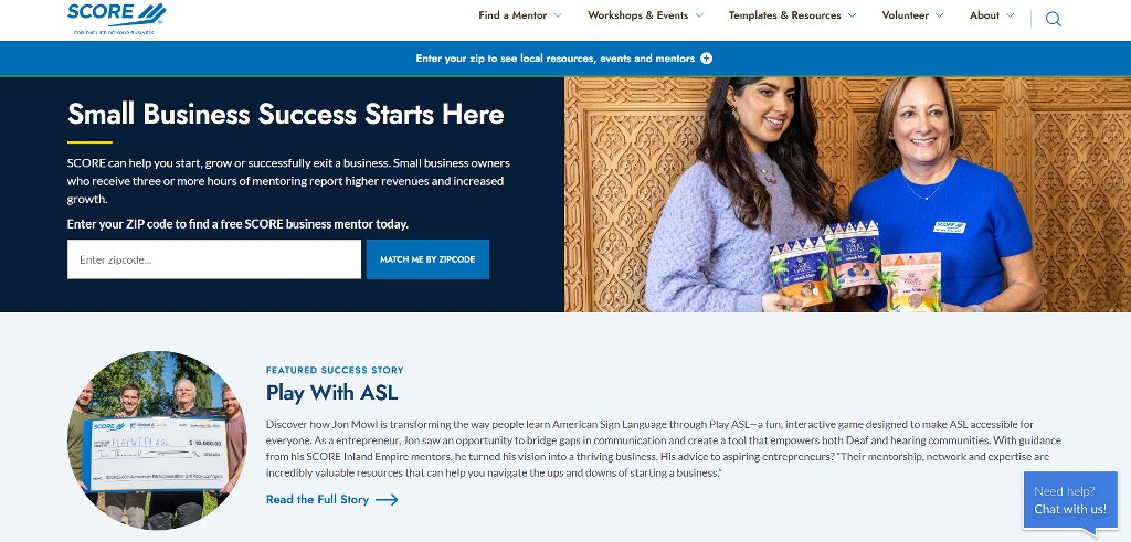 Score website homepage.