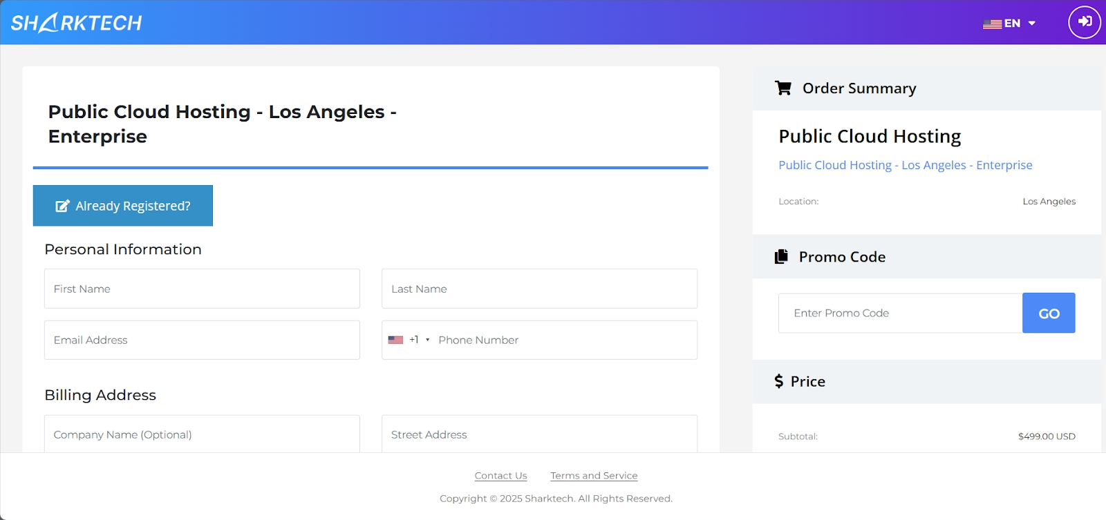 Personal and Billing information