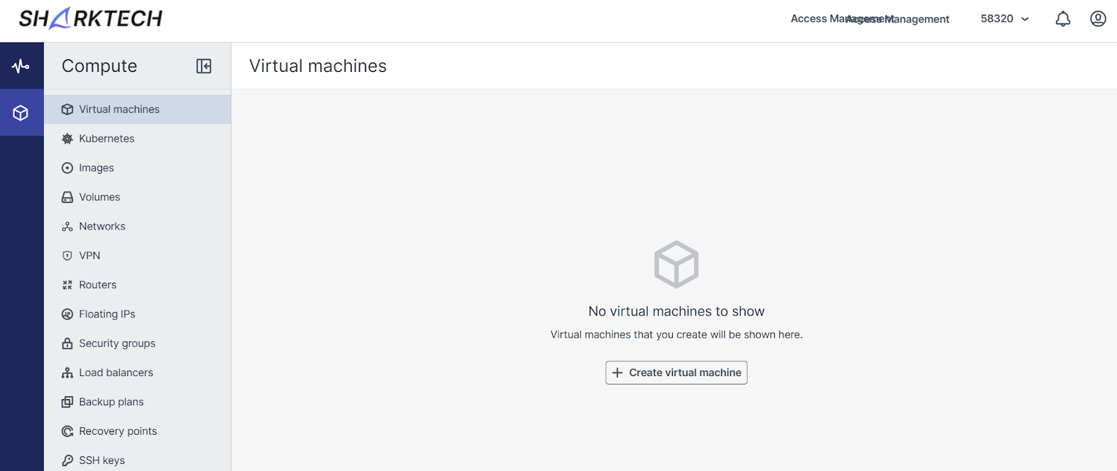 Virtual Machines page