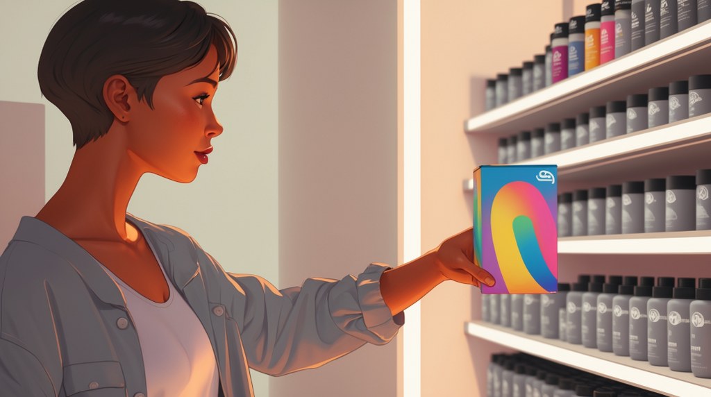 Shopper picking a branded item