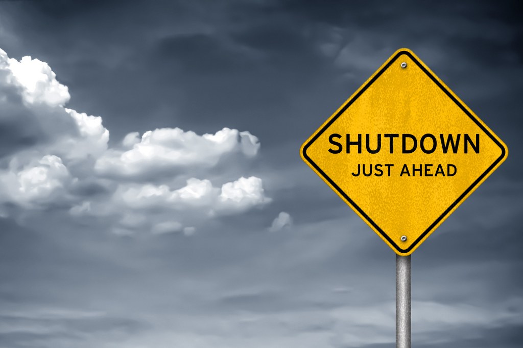 Shutdown - just ahead sign.