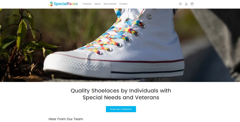 Special Faces homepage.