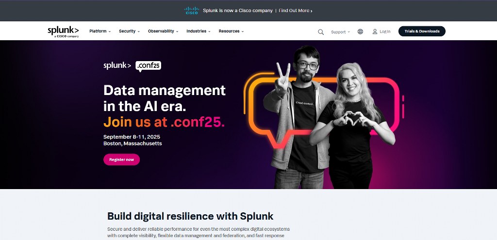 Splunk's website.