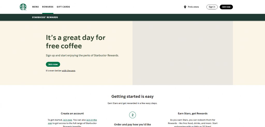 Starbucks Rewards' website.