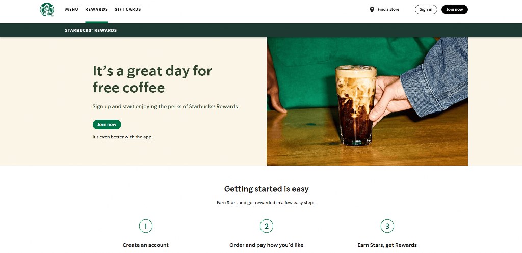 Starbucks homepage.