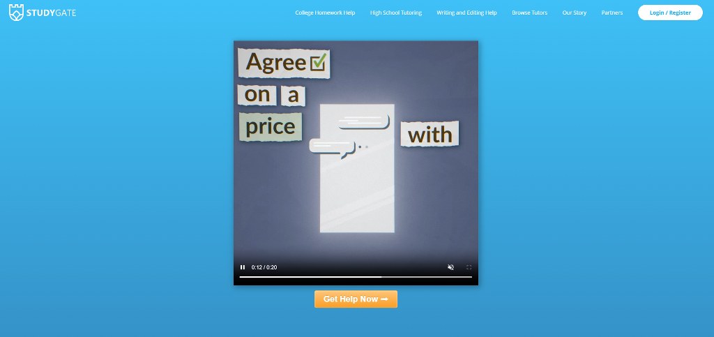 StudyGate website homepage.