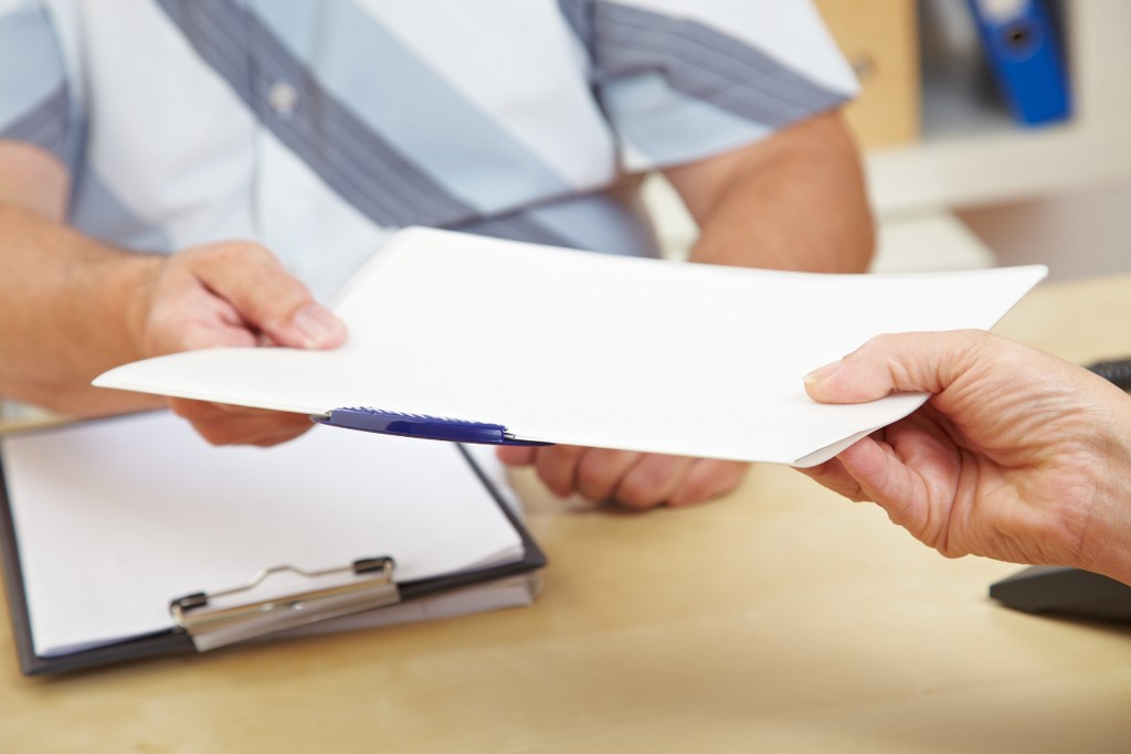 Submitting a document.