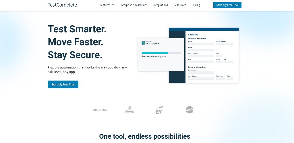 TestComplete homepage.