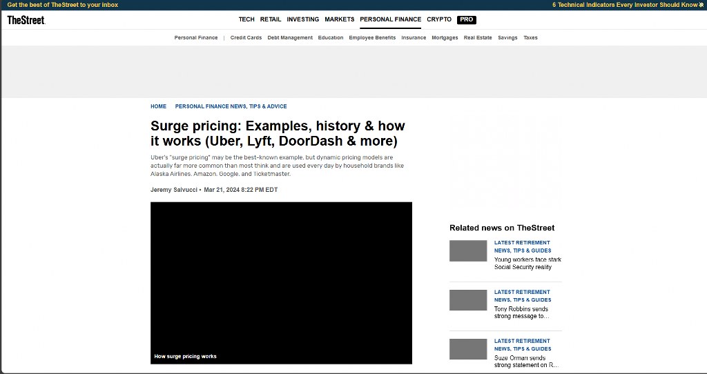 TheStreet article about surge pricing.