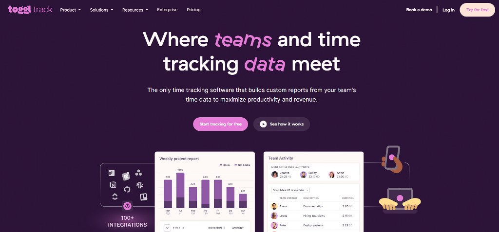 Toggl Track website.
