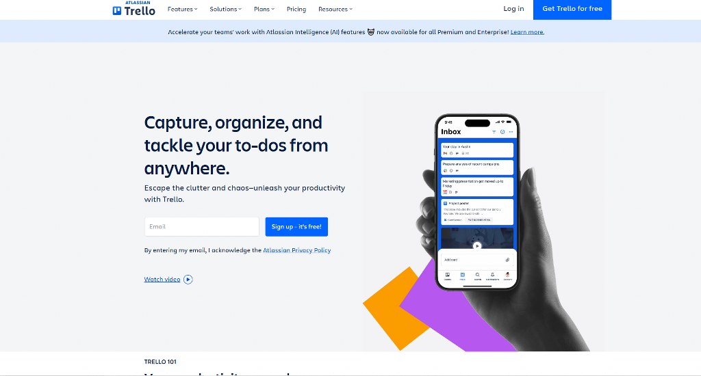 Trello homepage.