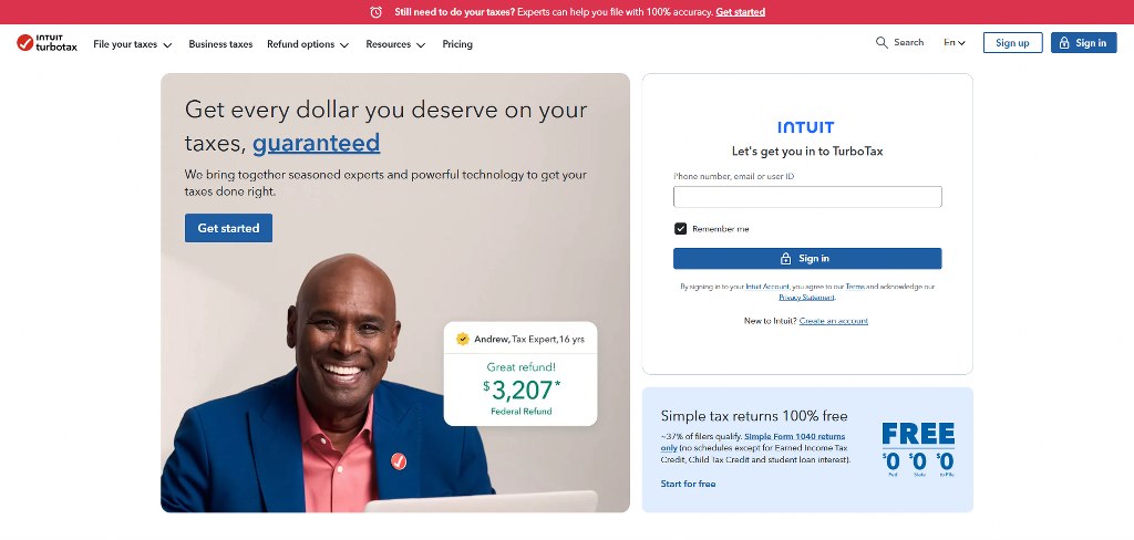TurboTax' website.