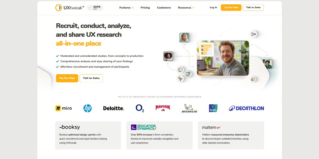 UXtweak homepage.