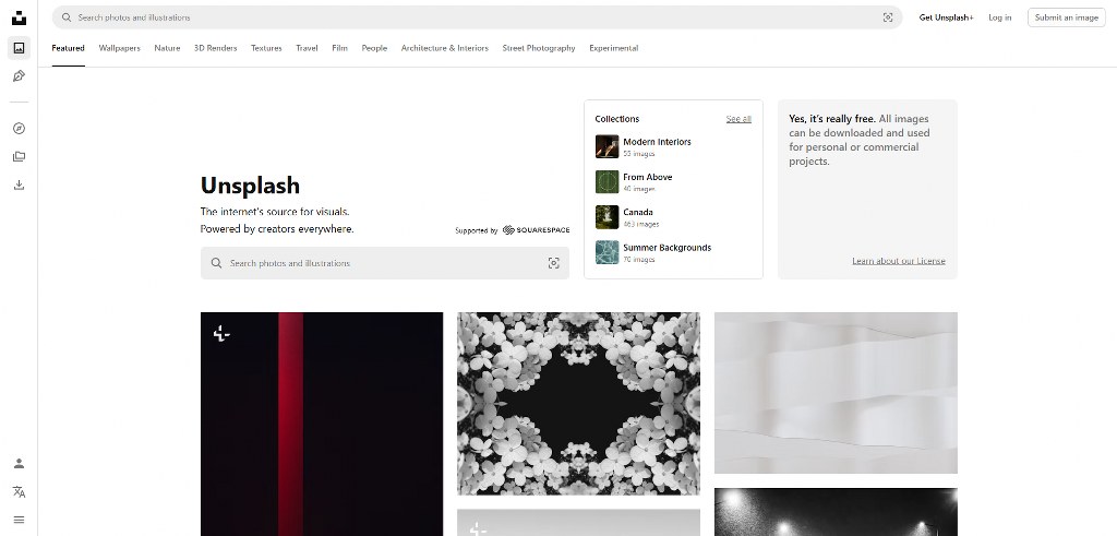 Unsplash's website.