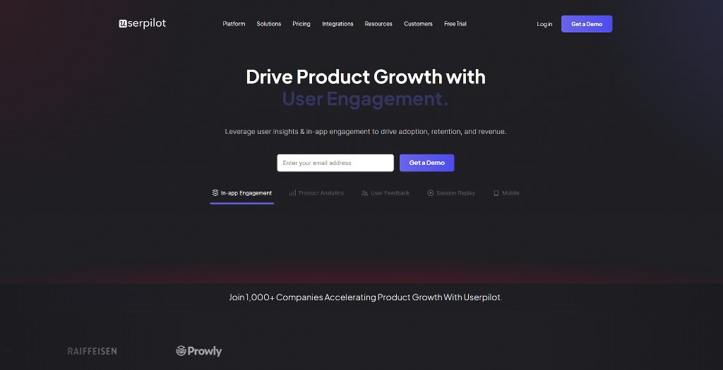 User pilot homepage.