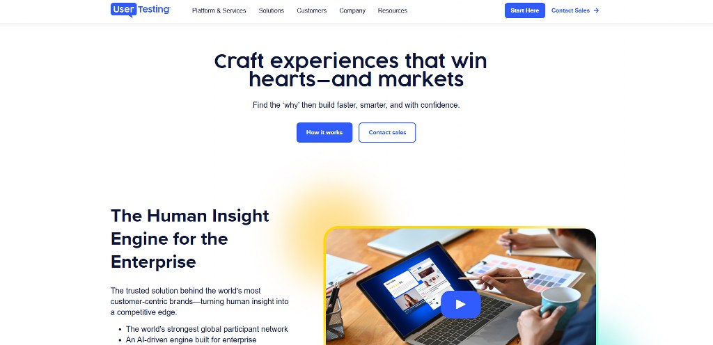 UserTesting homepage.