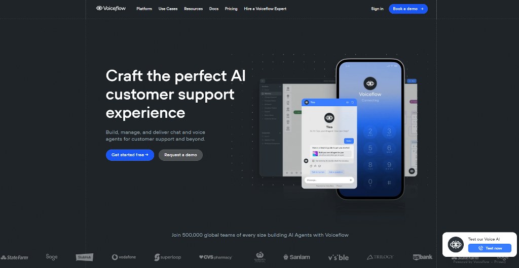 Voiceflow AI landing page.