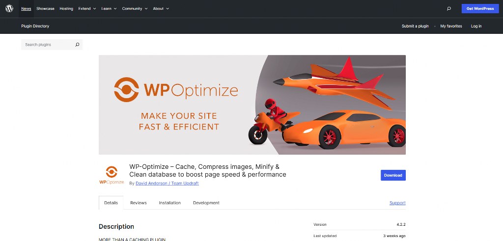 WP-Optimize's website.