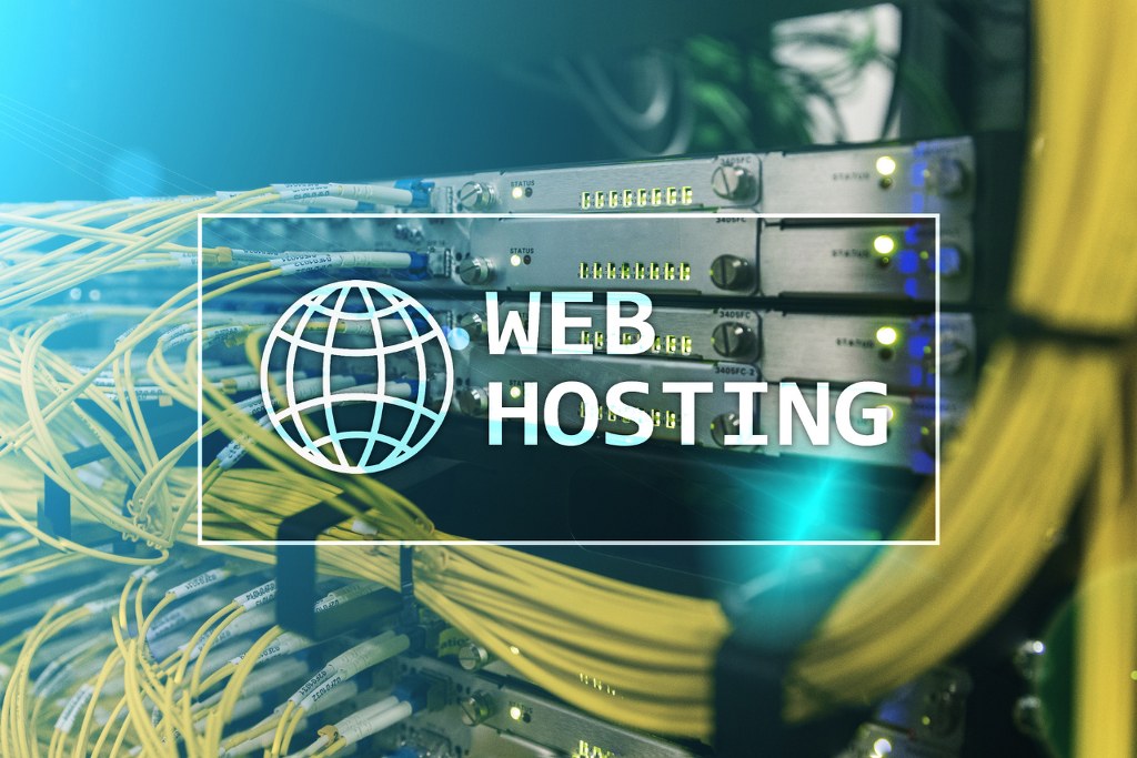 Web Hosting on digital background.