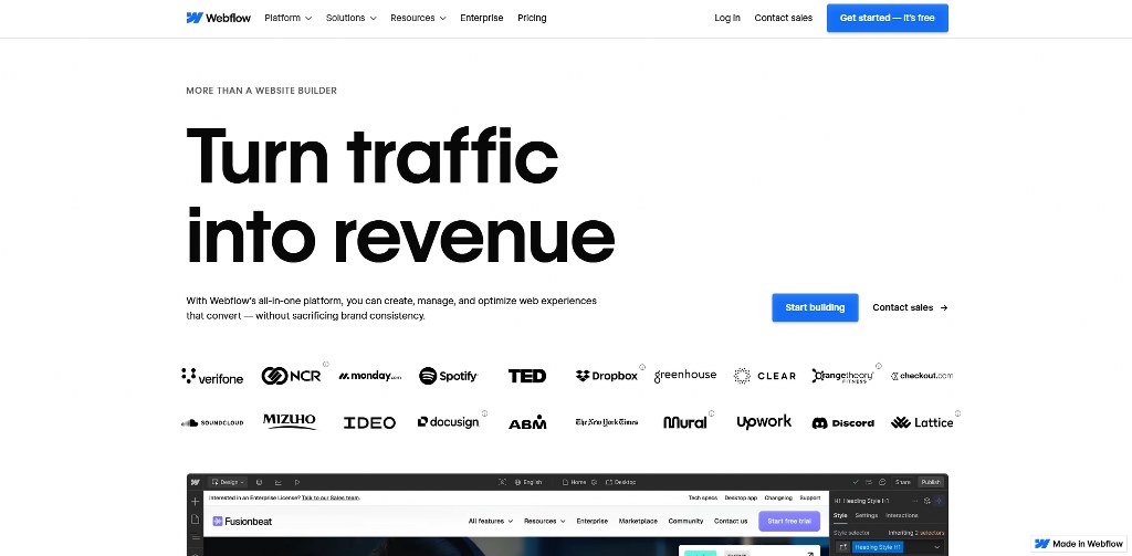 Webflow website homepage.