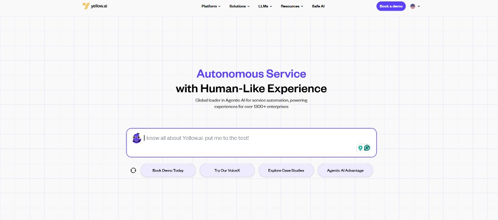 Yellow.ai homepage.