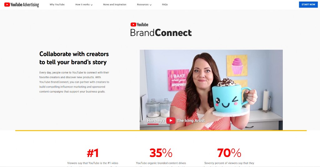 YouTube BrandConnect homepage.