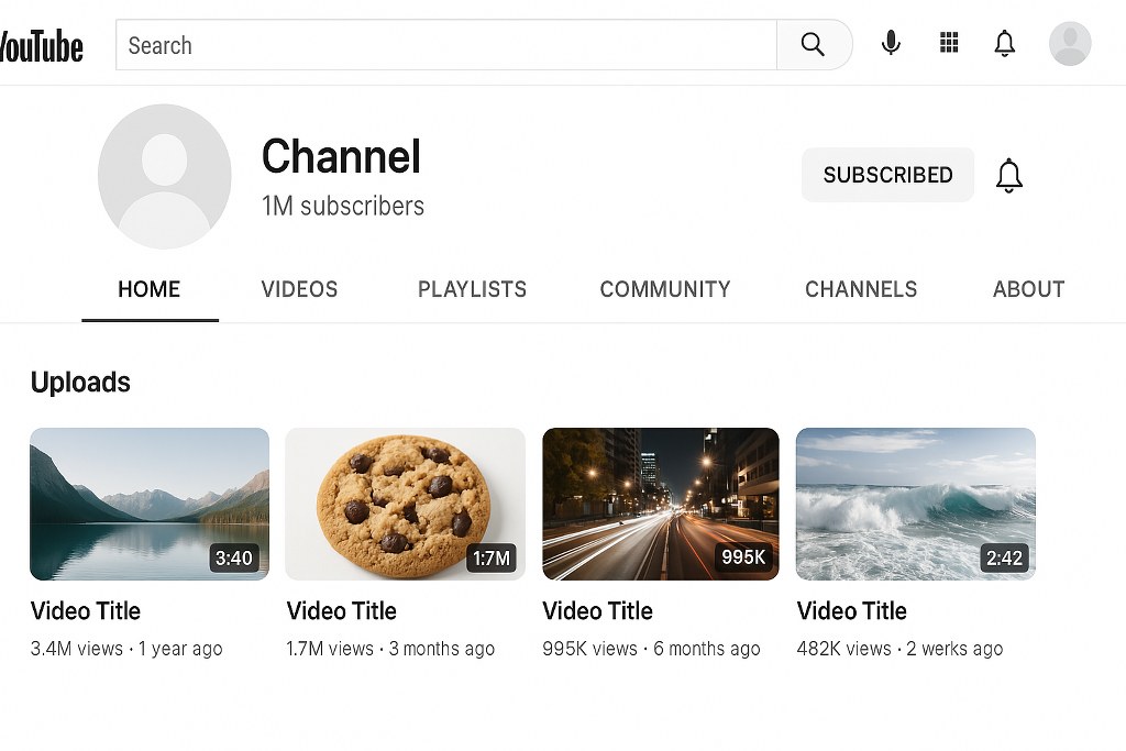 YouTube channel with 1 million subscribers.
