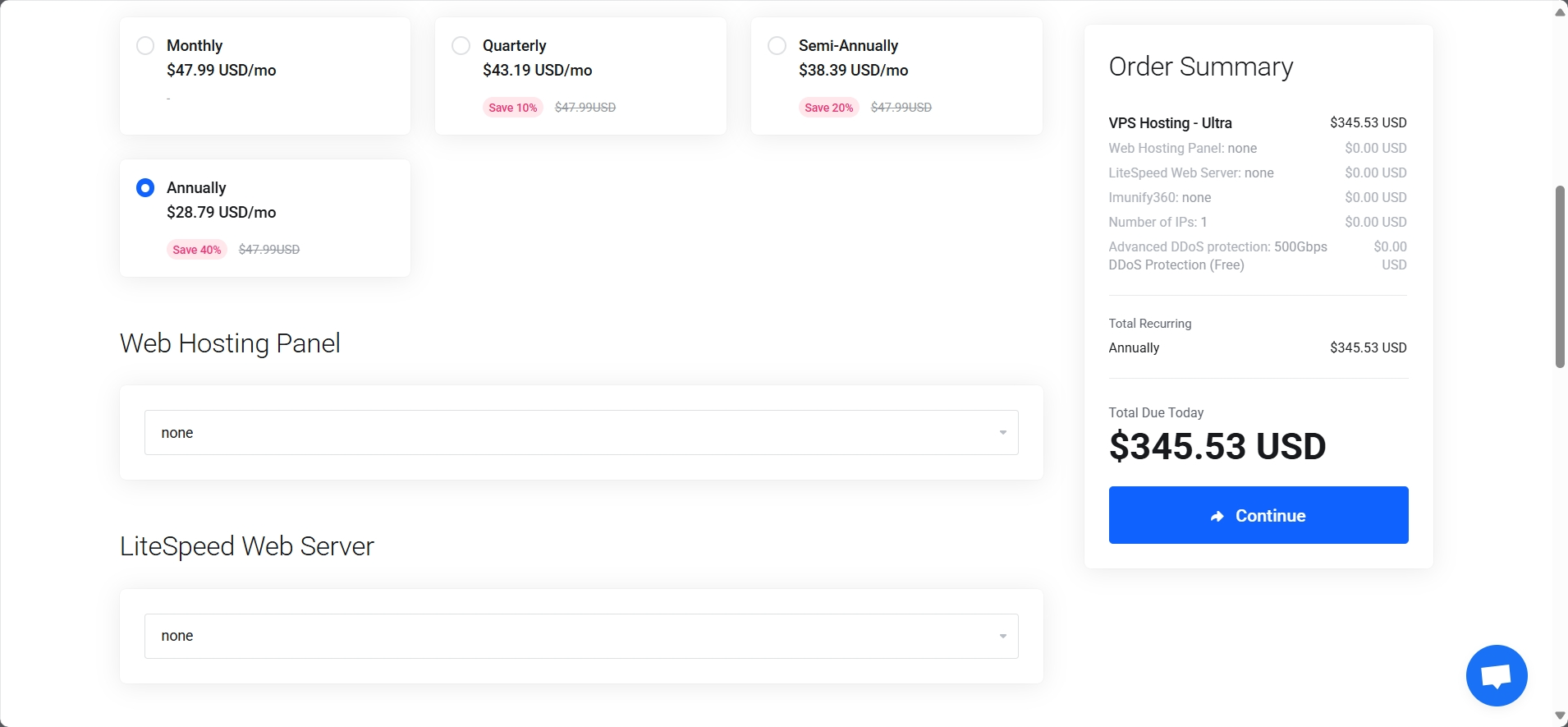 Hosting plan configurations